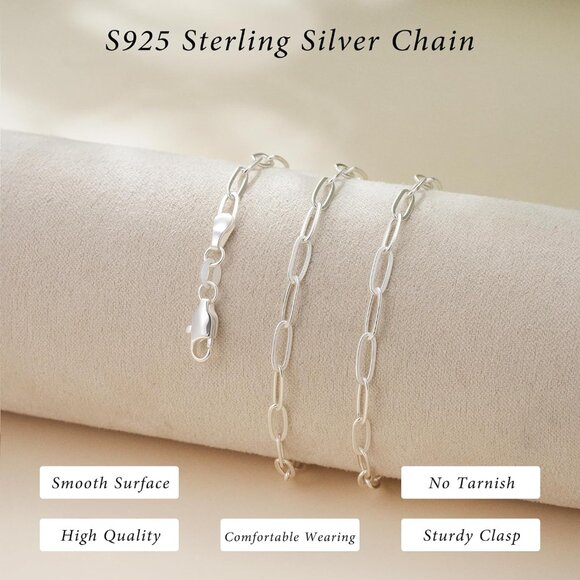 Sterling Silver Paperclip Chain Necklace for Women - Classic 18-inch Silver Jewe - Picture 4 of 7